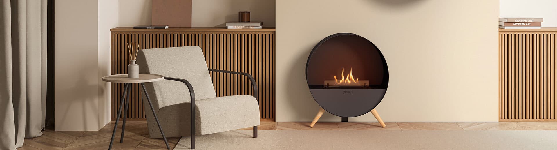 bubble wall and floor ethanol fireplace